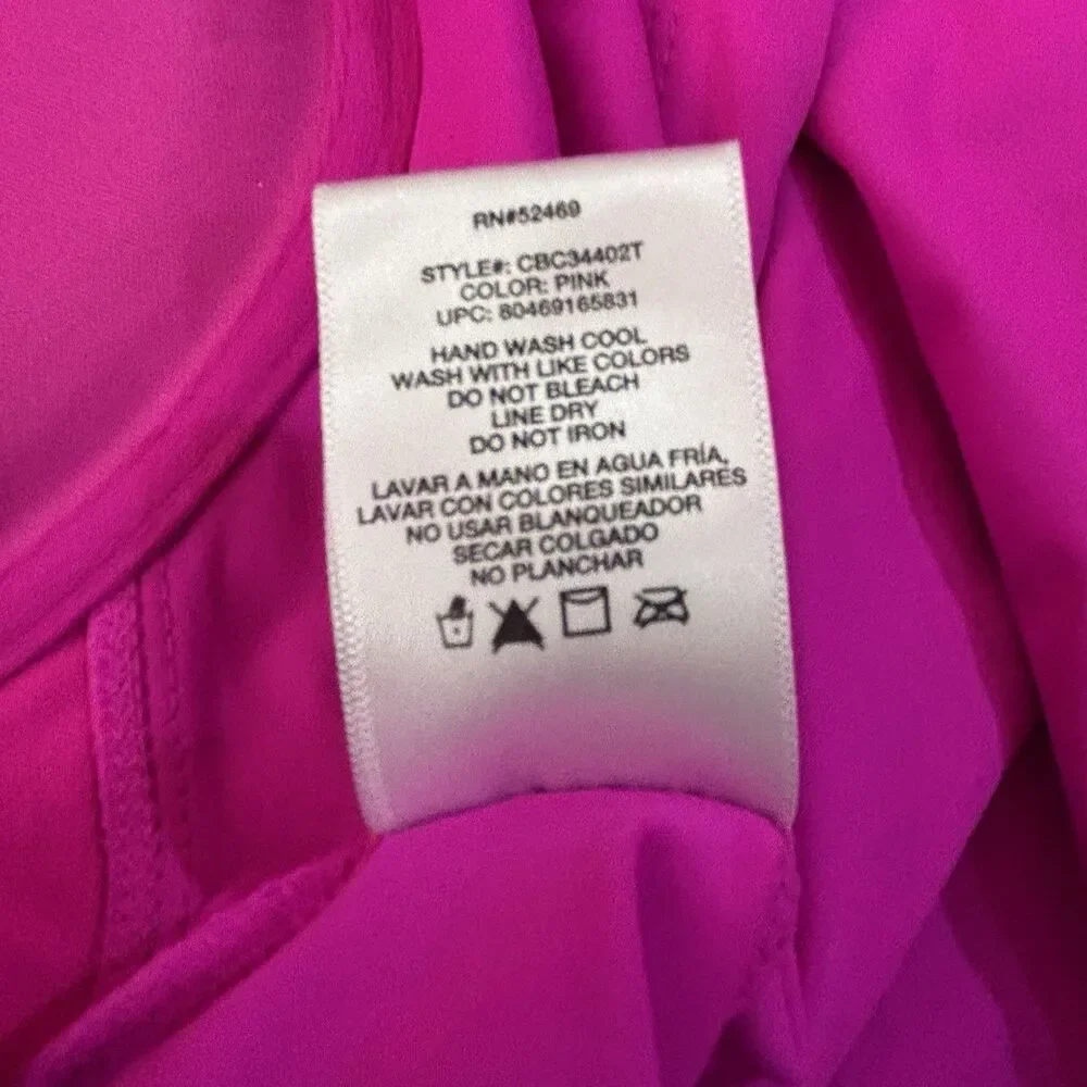 Catalina Hot Pink Halter Tie-Neck Tankini Swim Top Contour Underwire Bra Size XL